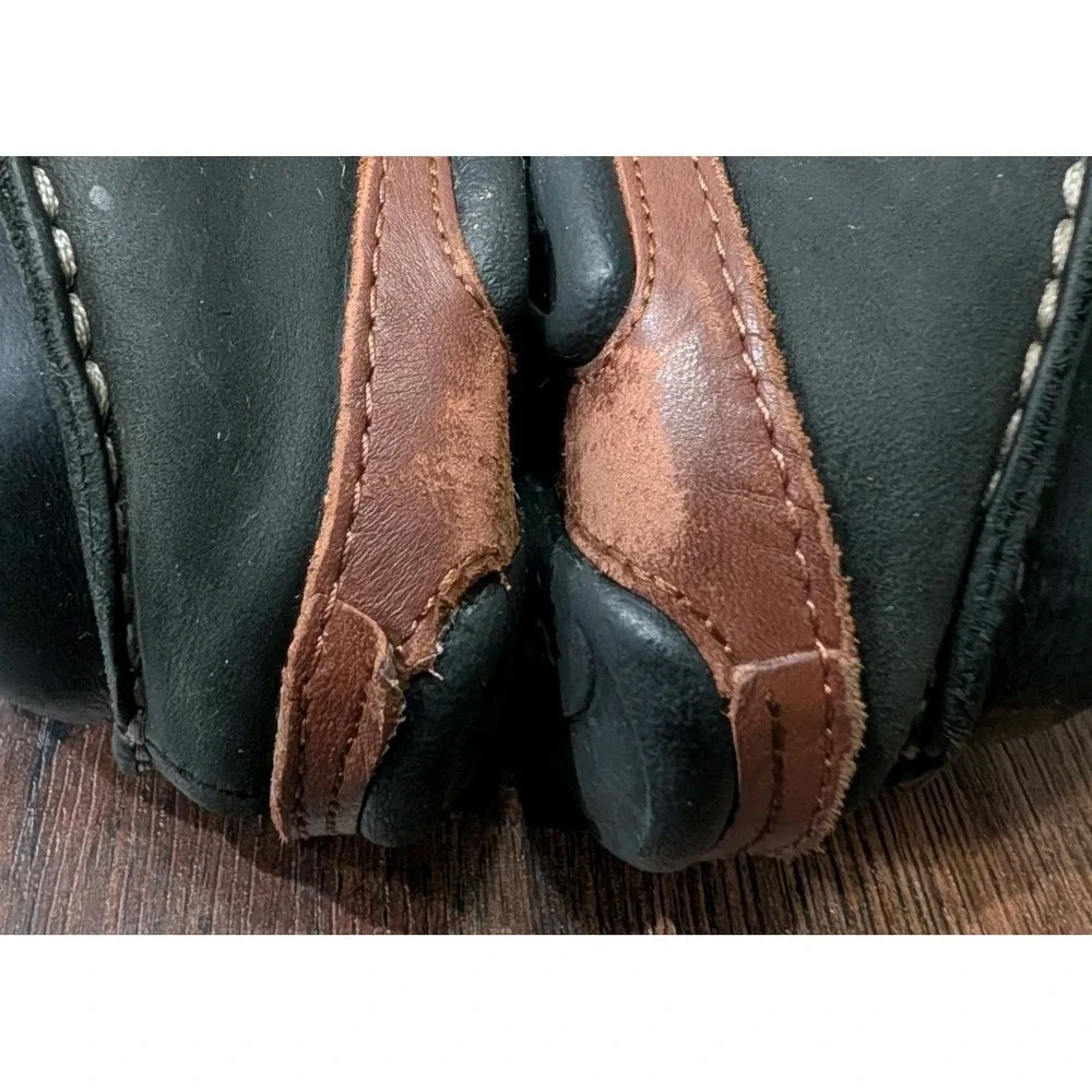 OluKai Mens Moloā Leather Slip On Shoes Black Toffee Size 11.5 Nubuck Drop Heel